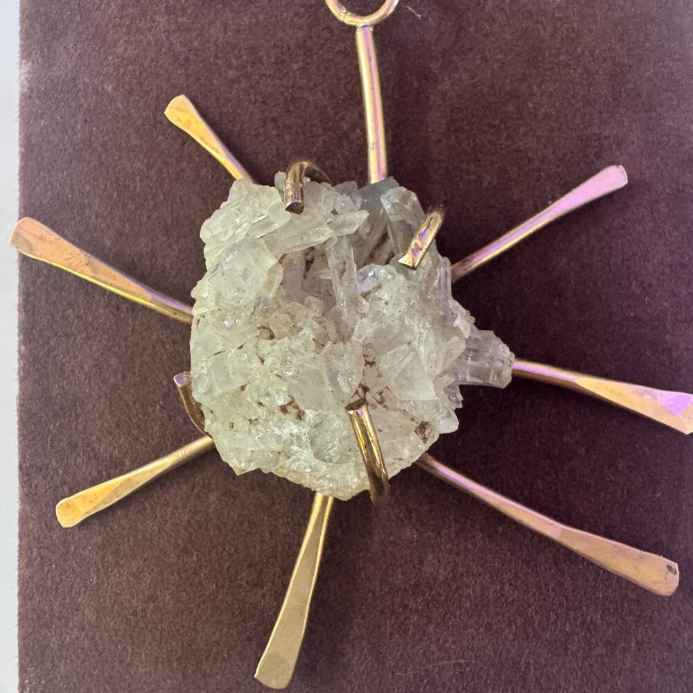 Pendant Jewelry Artisan Hand Crafted 24K GOLD PLATED Genuine Quartz Crystal